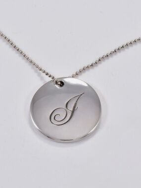 Tiffany & co. 925 sterling silver Large Circle Notes J Pendant Necklace
